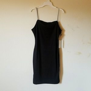 Plain black bodycon dress with ribbed detailing